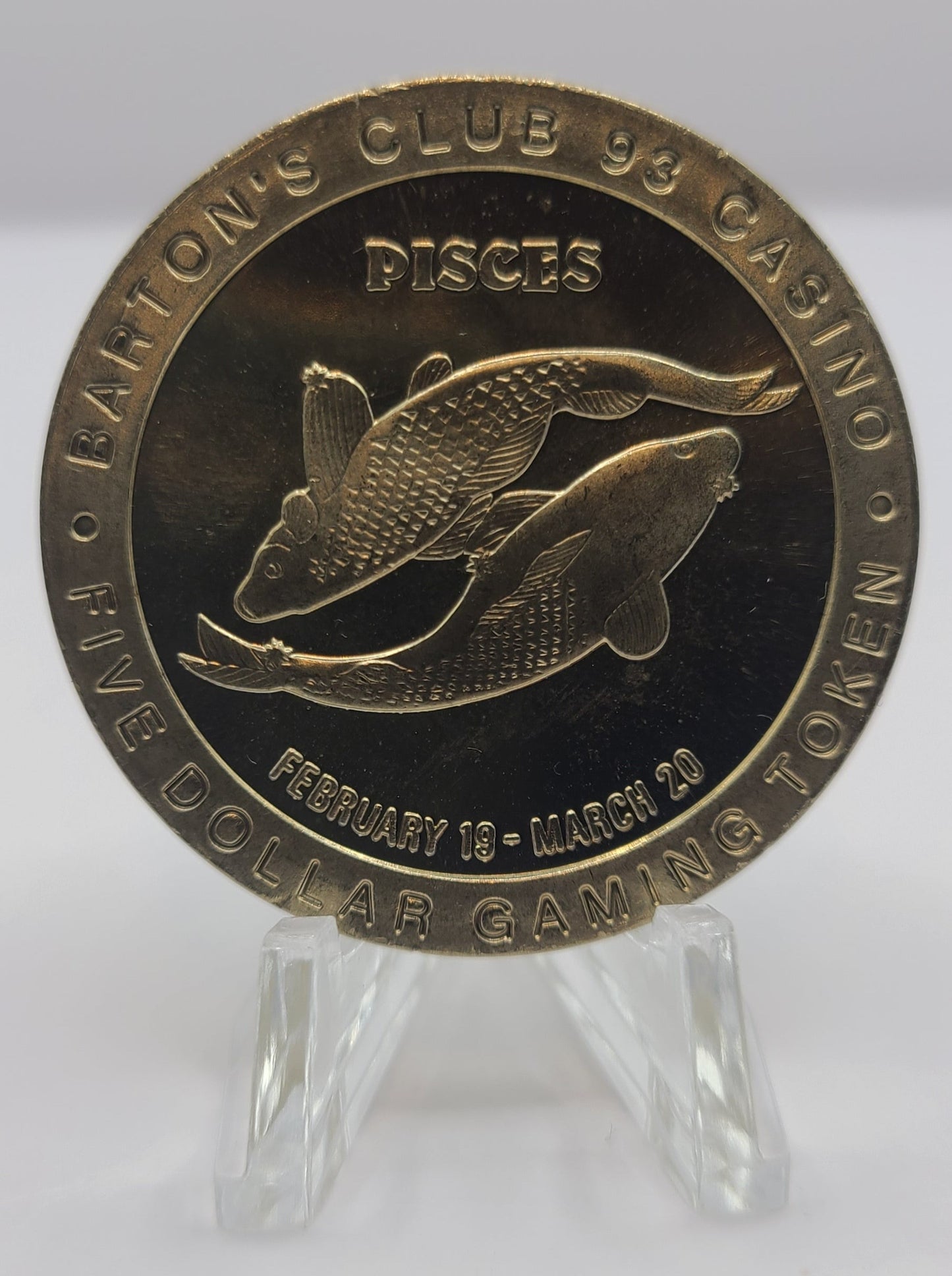 Barton’s Club 93 Casino Jackpot NV “Pisces” $5 Gaming Token