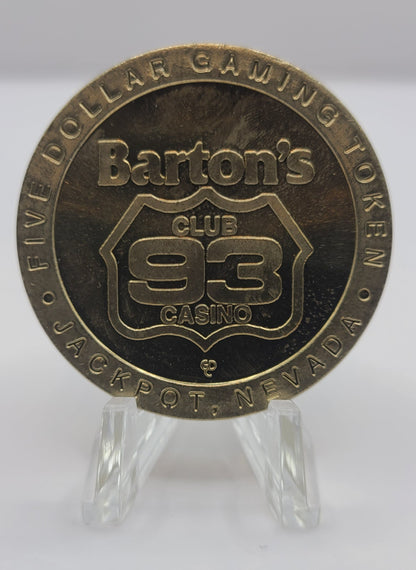 Barton’s Club 93 Casino Jackpot NV “Aquarius” $5 Gaming Token