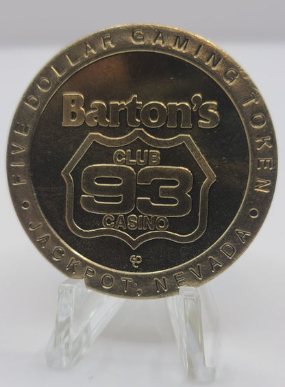 Barton’s Club 93 Casino Jackpot NV “Leo” $5 Gaming Token