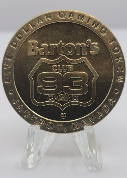 Barton’s Club 93 Casino Jackpot NV “Aries” $5 Gaming Token