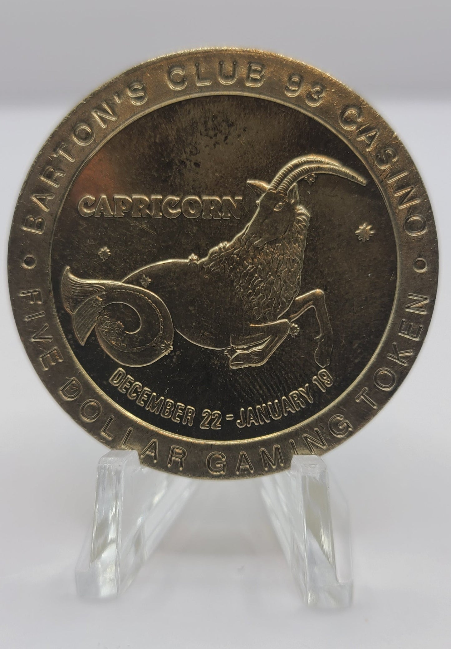 Barton’s Club 93 Casino Jackpot NV “Capricorn” $5 Gaming Token