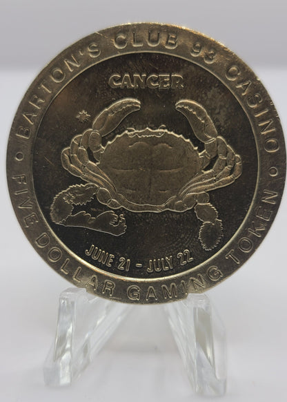 Barton’s Club 93 Casino Jackpot NV “Cancer” $5 Gaming Token