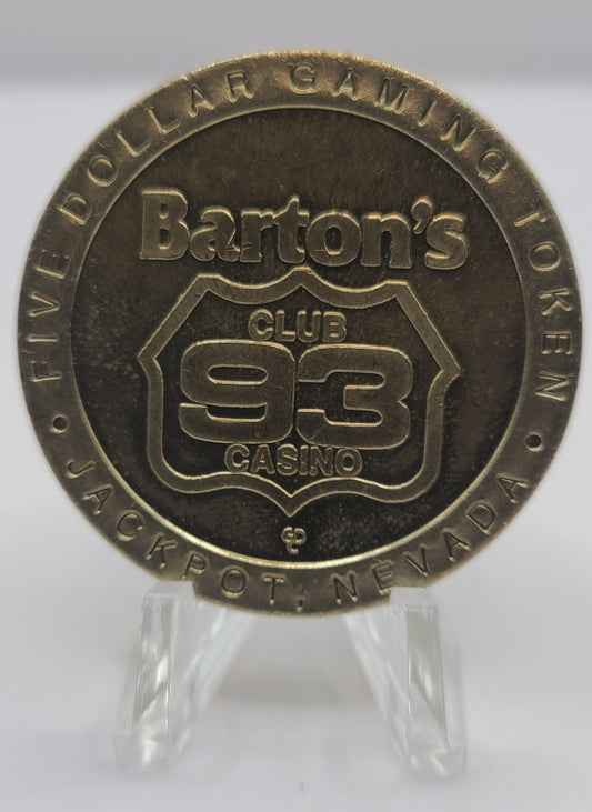 Barton’s Club 93 Casino Jackpot NV “Cancer” $5 Gaming Token