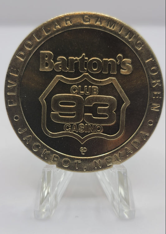 Barton’s Club 93 Casino Jackpot NV “Gemini” $5 Gaming Token