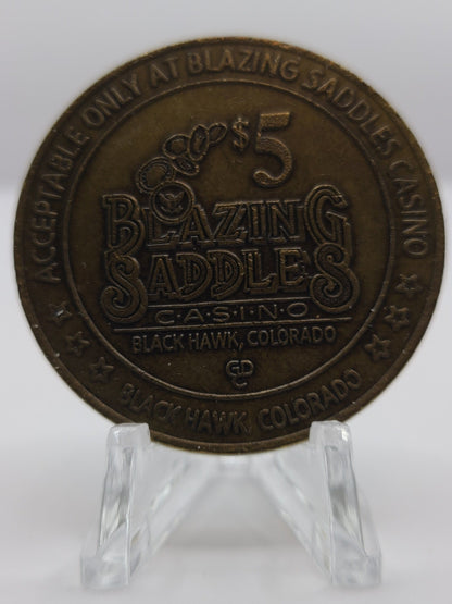 Blazing Saddles Casino Black Hawk CO $5 Gaming Token