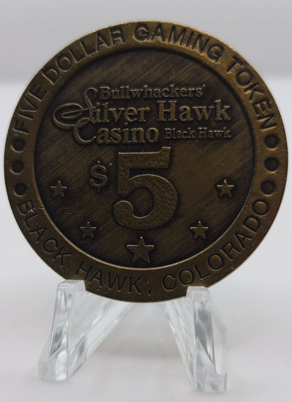 Bullwhackers Silver Hawk Casino Black Hawk CO 1996 $5 Gaming Token