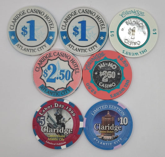 Claridge Casino Atlantic City NJ 7 Chip Bundle