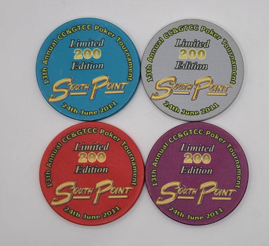 South Point Hotel Casino Las Vegas NV 2011, 13 Annual CC&GTCC Conv. 4 Chip Bundle