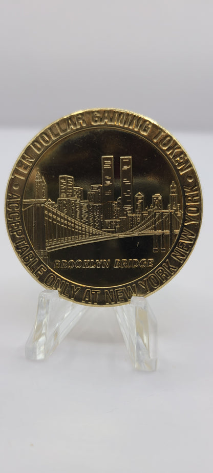 New York New York Hotel "Brooklyn Bridge " Casino Las Vegas NV 1997 $10 Gaming Token