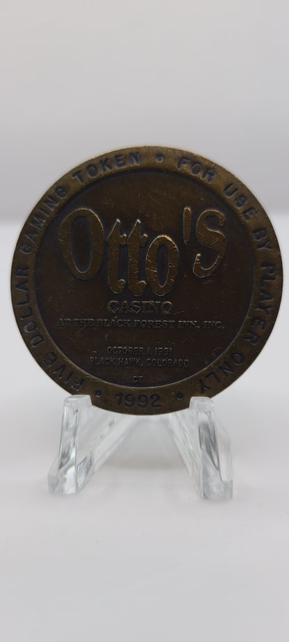 Otto’s Casino Black Hawk CO $5 Gaming Token