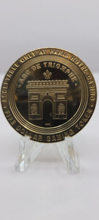 Paris Casino Las Vegas NV 1999 "Arc de Triomphe" $5 Gaming Token