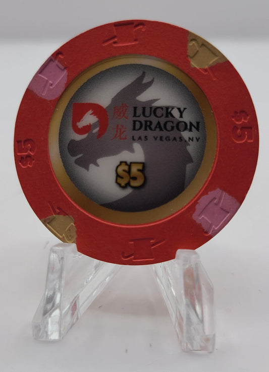 Lucky Dragon Casino Las Vegas Nevada 2016 "UNCIRCULATED" $5 Chip D2458