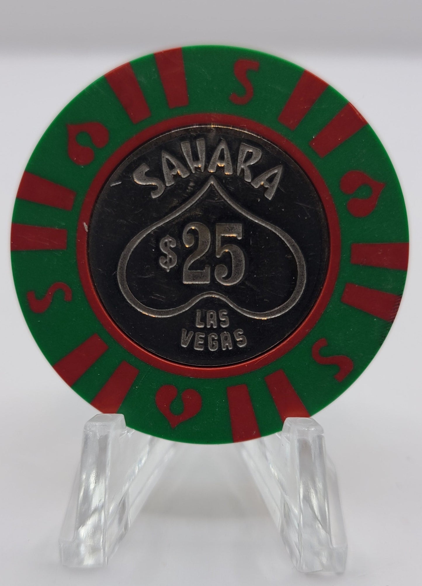 Sahara Casino Las Vegas Nevada 1980's $25 "Coin Inlay" Chip N7202.S