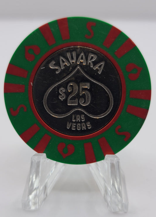 Sahara Casino Las Vegas Nevada 1980's $25 "Coin Inlay" Chip N7202.S