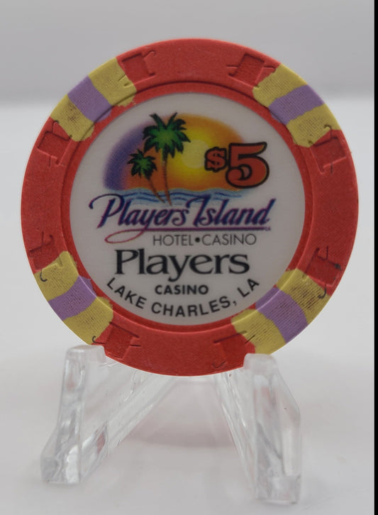 Players Island Riverboat Casino Lake Charles LA $5 Chip