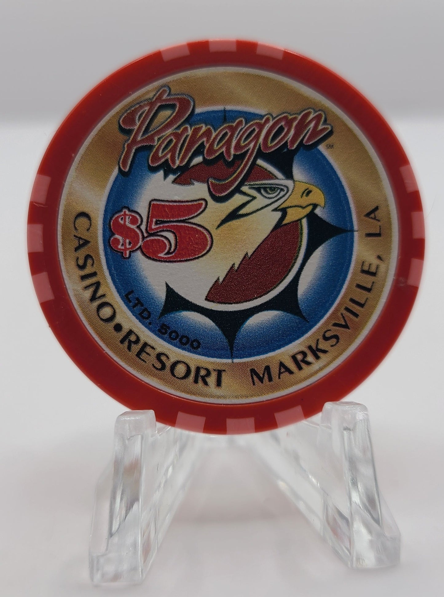 Paragon Casino Marksville Louisiana "2001 Grand Opening"  $5 Chip