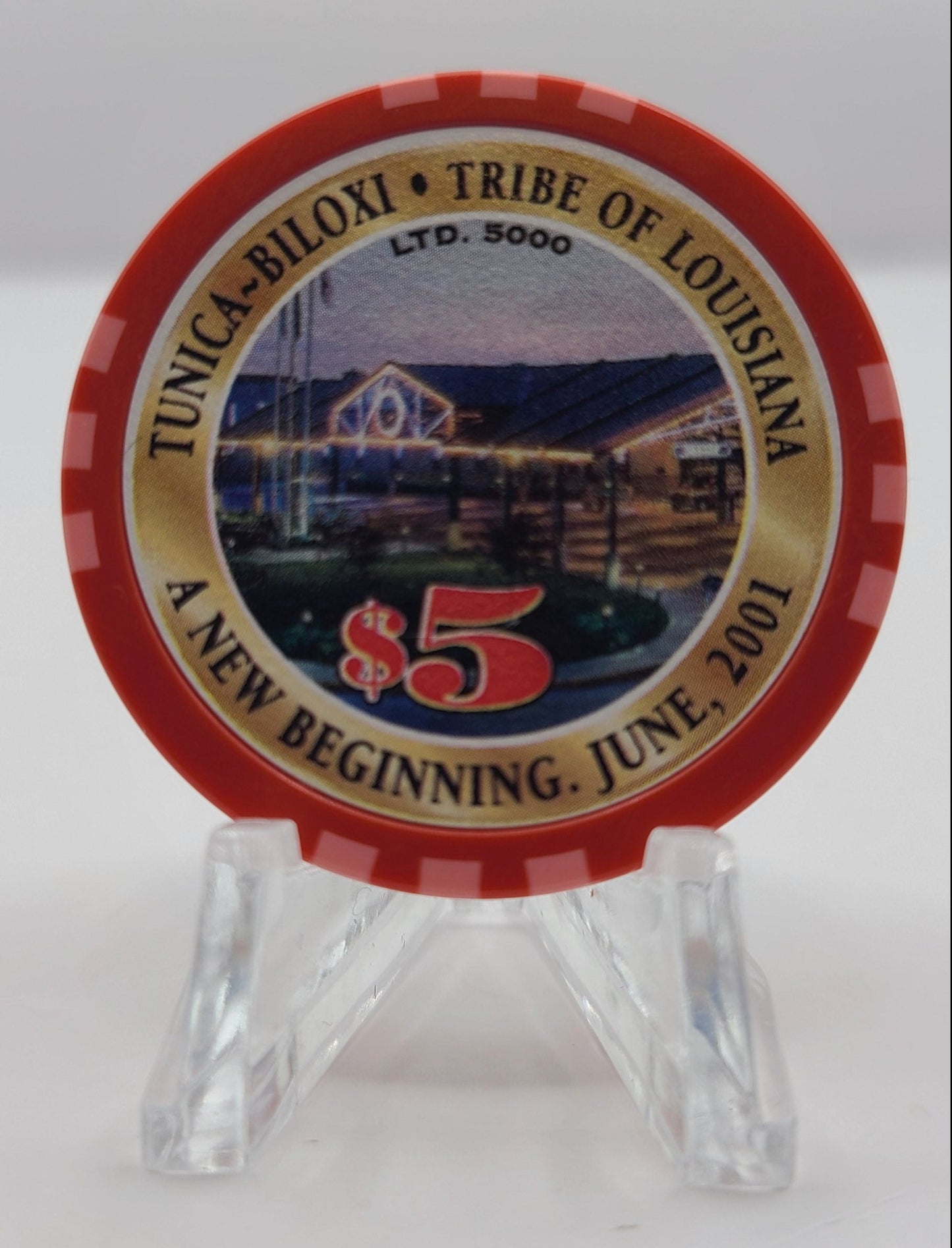 Paragon Casino Marksville Louisiana "2001 Grand Opening"  $5 Chip