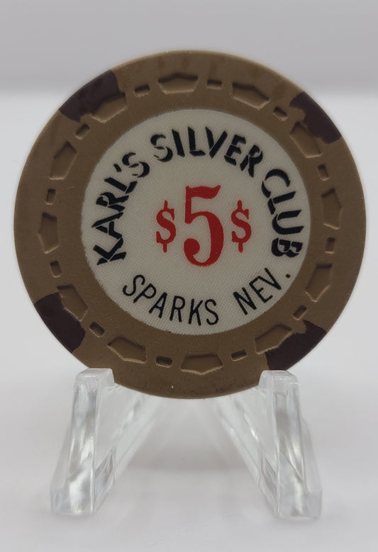 Silver Club "Karl's" Sparks Nevada 1963 $5 Chip V1507