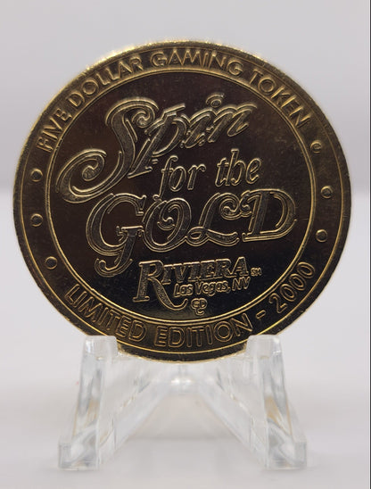 Riviera Casino Las Vegas NV “Spin For The Gold“ $5 Gaming Token