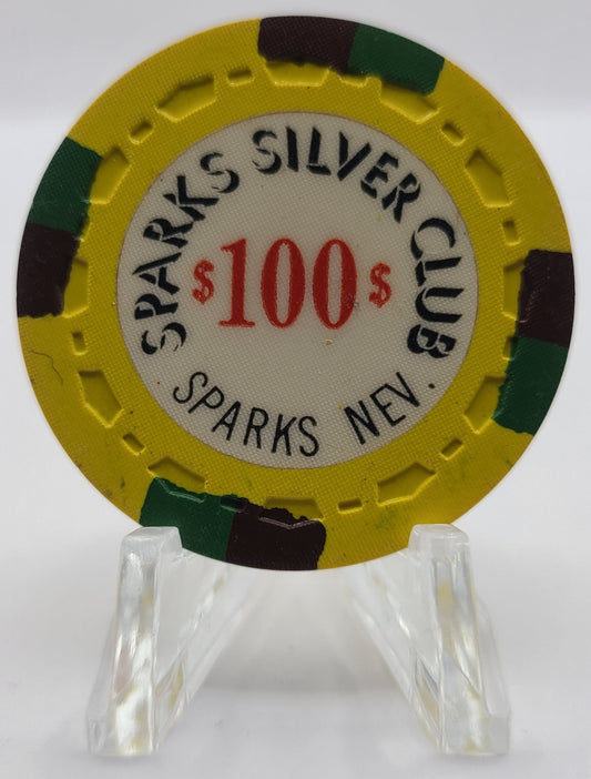 Silver Club "Karls" Sparks Nevada 1974 $100 Chip N6660 "UNCIRCULATED"