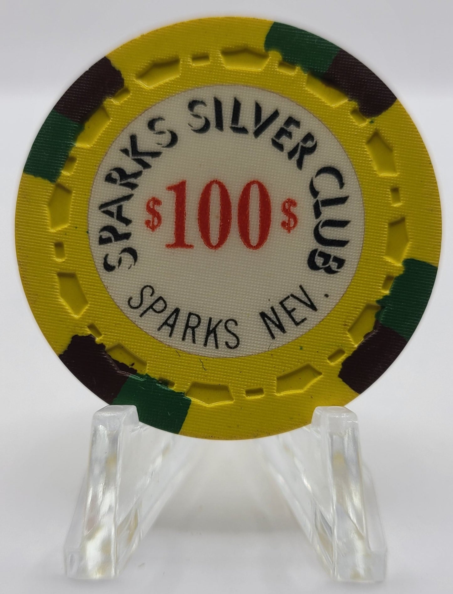 Silver Club "Karls" Sparks Nevada 1974 $100 Chip N6660 "UNCIRCULATED"