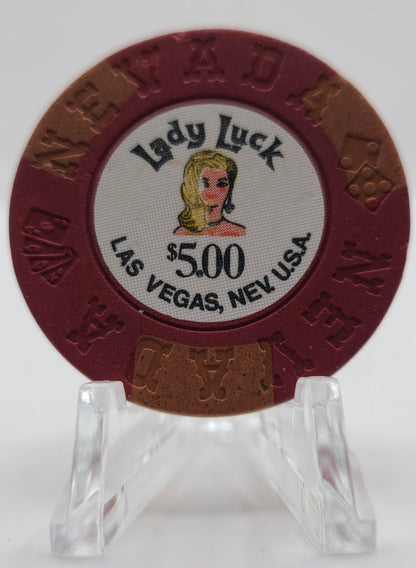 Lady Luck Casino Las Vegas  NV 1960's $5 Chip N1840