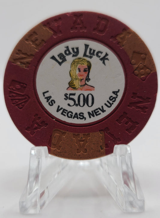 Lady Luck Casino Las Vegas  NV 1960's $5 Chip N1840