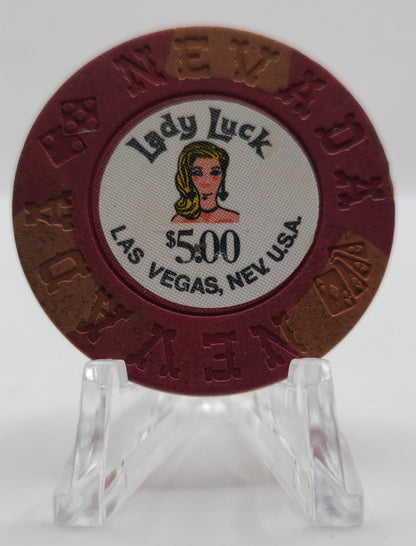 Lady Luck Casino Las Vegas  NV 1960's $5 Chip N1840