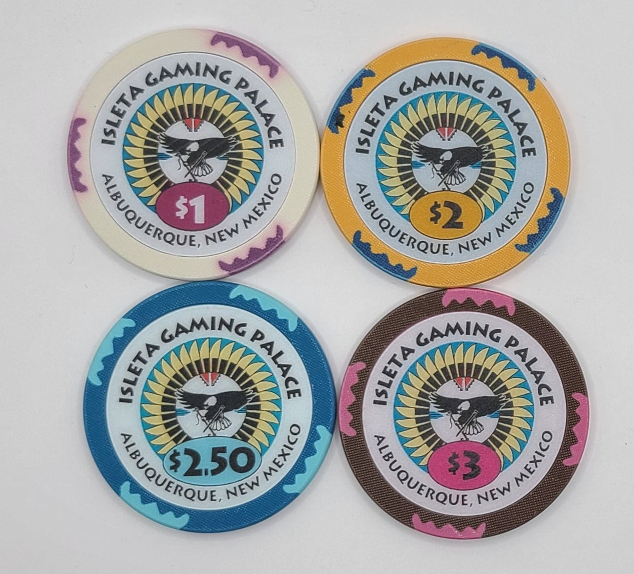 Isleta Casino Albuquerque New Mexico 4 Chip Bundle $1,$2,$2.50,$3