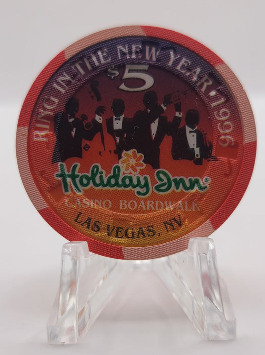 Holiday Inn Boardwalk Casino Las Vegas NV 1995 "Ring in the New Year $5 Chip N2374