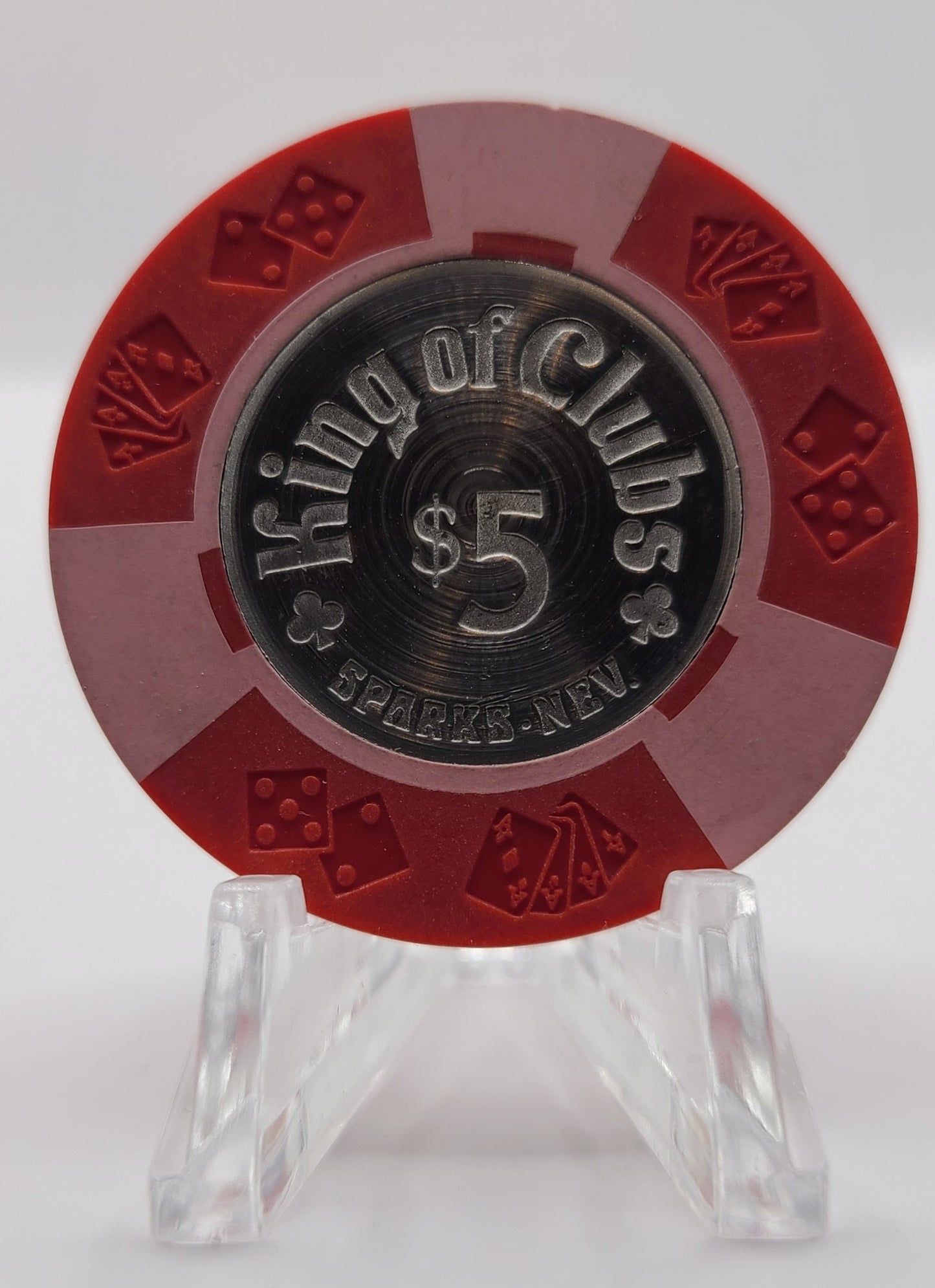 King of Clubs Casino Sparks Nevada 1975 $5 "Coin Inlay" Chip N5202