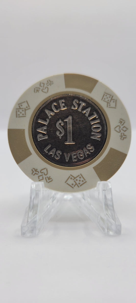 Palace Station Casino Las Vegas Nevada $1 "Coin Inlay " Chip N1997