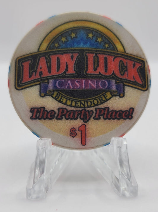 Lady Luck "Riverboat" Casino Bettendorf,Quad Cities, Iowa $1 Chip "Roger Craig's Sports Bar"