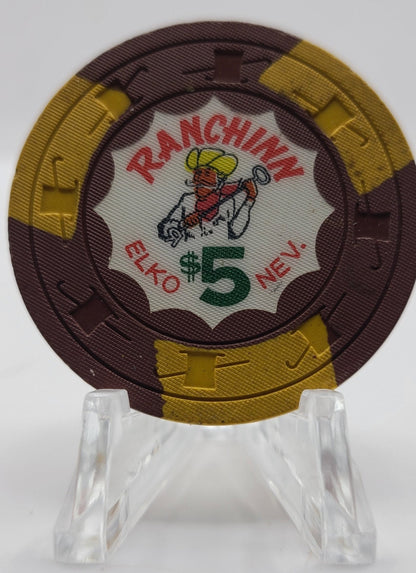 Ranchinn Casino Elko Nevada 1950's $5 Chip N3736