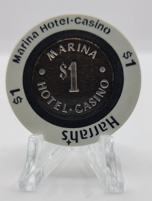 Harrah's Marina Casino Atlantic City NJ $1 "Coin Inlay" Chip