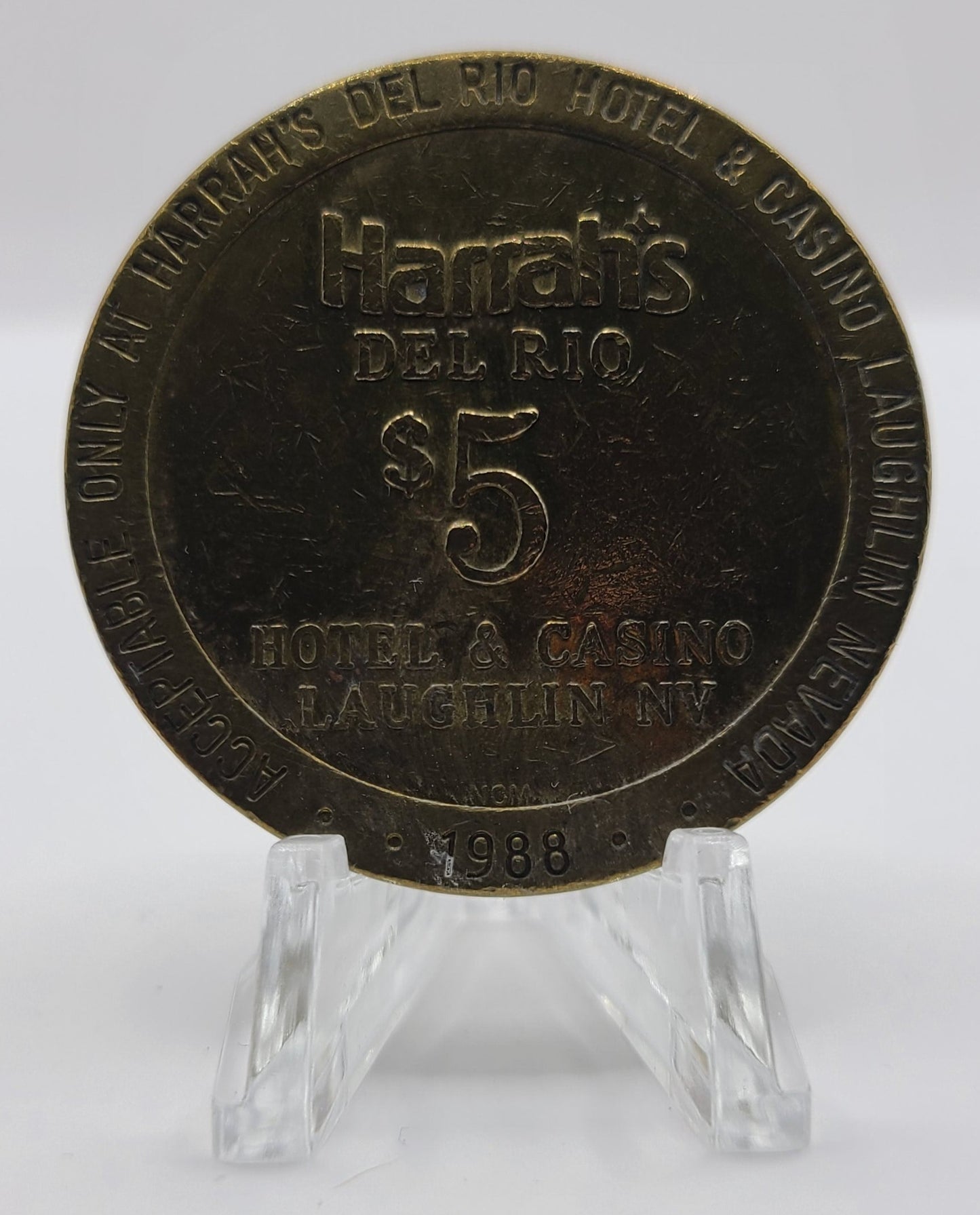 Harrah’s Hotel Casino Del Rio Laughlin NV 1988 $5 Gaming Token