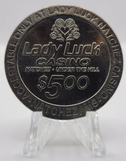 Lady Luck"Riverboat" Casino Natchez MS 1993 $5 Gaming Tokens