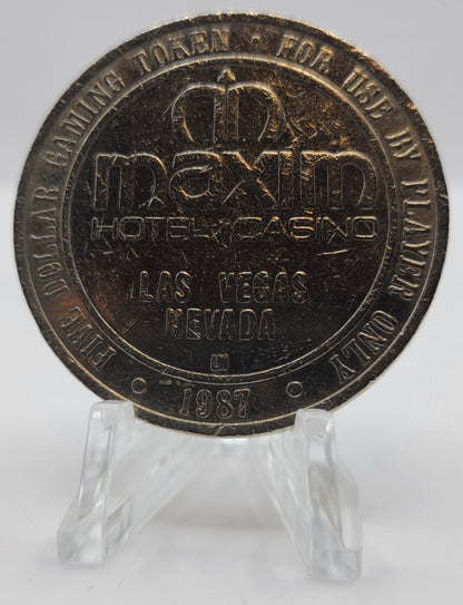 Maxim Hotel Casino Las Vegas NV 1987 $5 Gaming Token