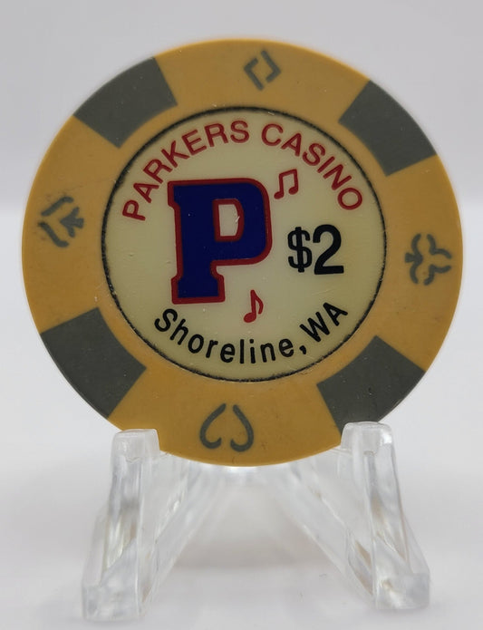 Parkers Casino Shoreline Washington $ 2 Chip