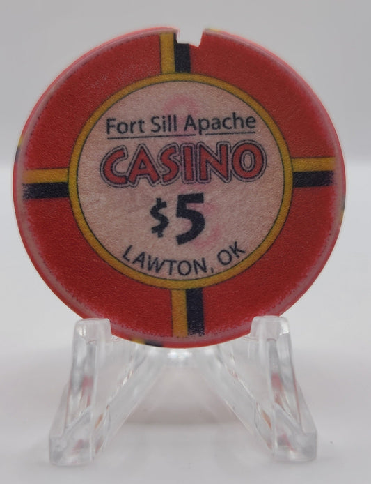 Fort Sill Apache Casino Lawton Oklahoma 2008 $5 Chip "Notched"