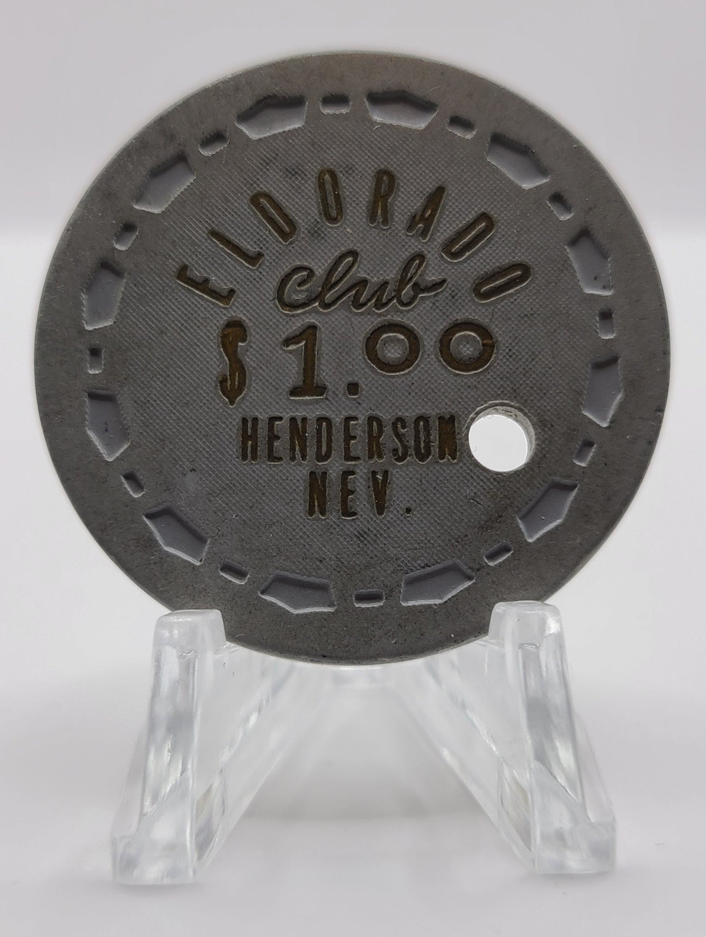 Eldorado Club Casino Henderson Nevada 1960's $1 "Drilled" Chip N6696.C