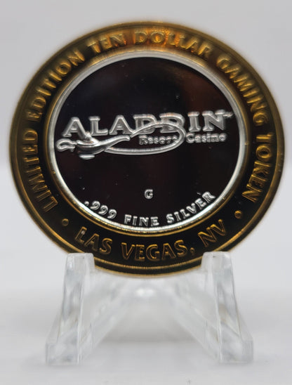 Aladdin Hotel Casino Las Vegas Nevada 2001 $10 Silver Strike