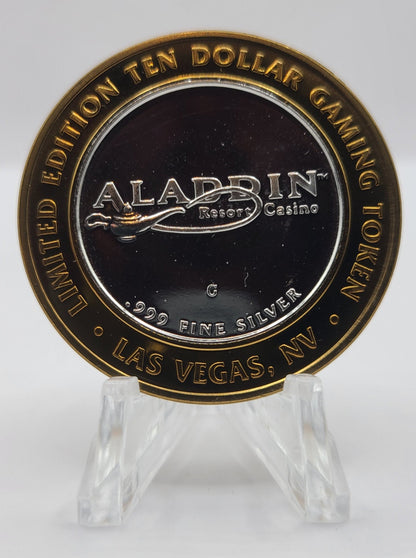 Aladdin Hotel Casino Las Vegas Nevada 2001 "Magic Carpet" $10 Silver Strike