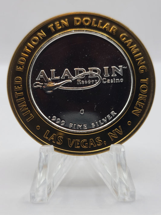 Aladdin Hotel Casino Las Vegas Nevada 2001 "Magic Carpet" $10 Silver Strike