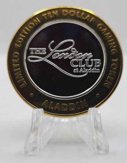 Aladdin Hotel Casino Las Vegas Nevada 2001 "London Club" $10 Silver Strike