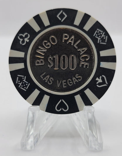 Bingo Palace Las Vegas Nevada 1990's $100 Coin Inlay Chip N1363.1