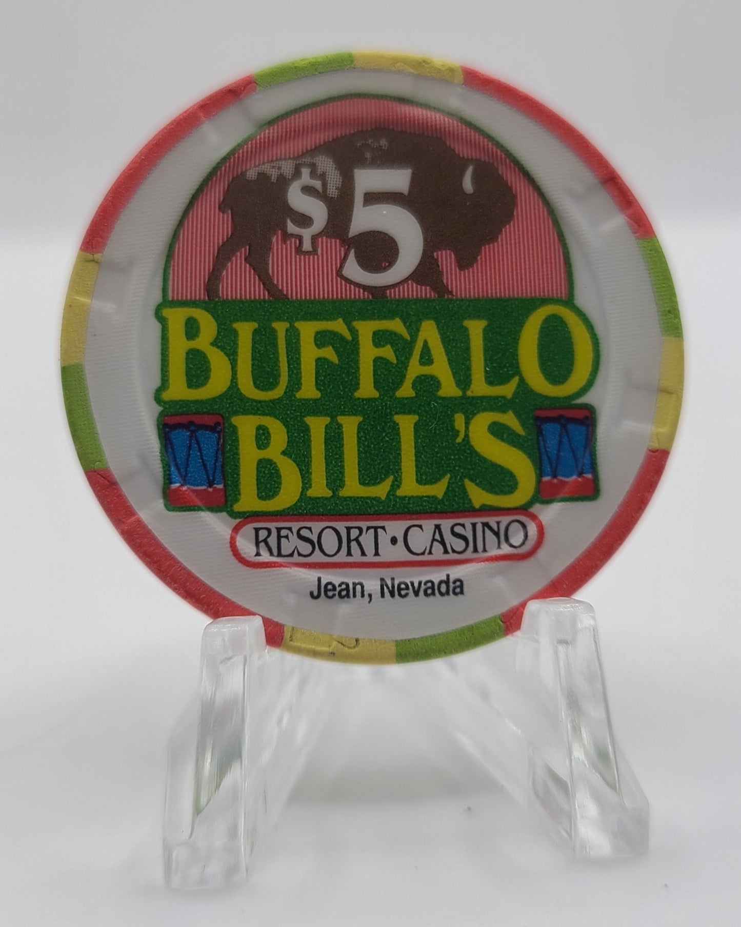 Buffalo Bill's Hotel Casino "Jean" Nevada 1994 $5 Chip  N2657 (White Blotches on Backside)