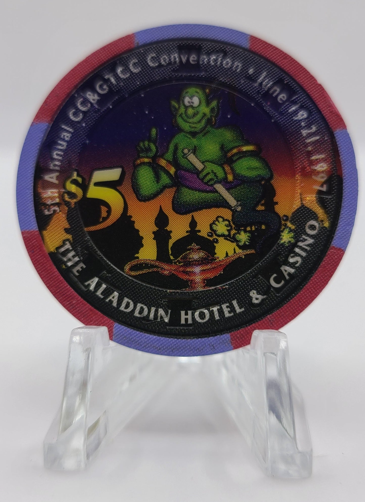 Alladin Hotel Casino Las Vegas Nevada "1997 5th Annual CC&GTCC" $5 Chip V2001