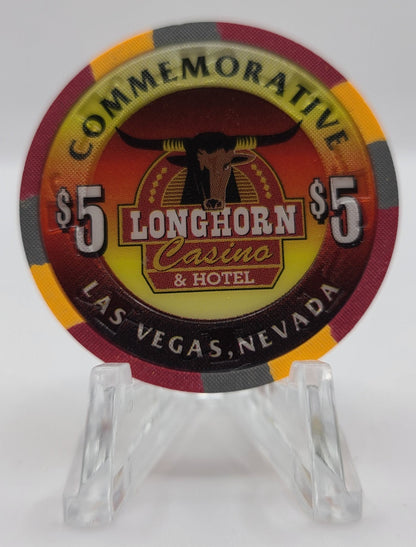 Longhorn Casino Las Vegas Nevada 1996 "8th Anniversary" $5 Chip N8703 "UNCIRCULATED"