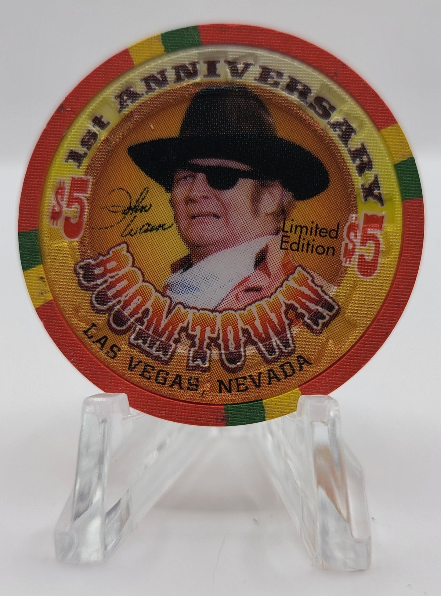 Boomtown Casino Las Vegas Nevada 1995 1st Anniversary "John Wayne" $5 Chip N4013